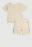 Baby Boys 12-24M No New Friends Bear Graphic Tee and Shorts, Beige, Size 24M