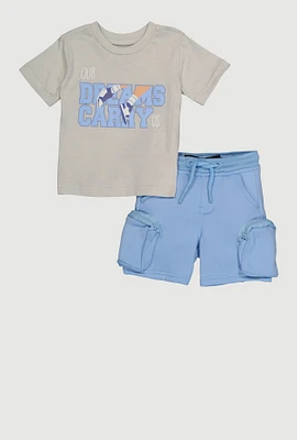 Baby Boys 12-24M Dreams Carry Graphic Tee and Cargo Shorts, Multi,