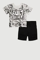 Baby Boys 12-24M Built Different Tee and Shorts Set, Multi, Size 24M