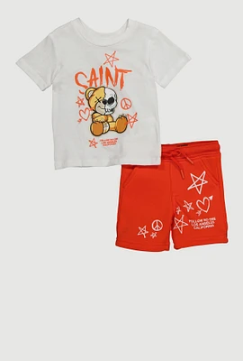 Baby Boys 12-24M Saint Teddy Graphic Tee and Sweatshorts, Multi, Size 24M