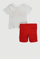 Baby Boys 12-24M Chenille HSTL 23 Tee and Sweatshorts, Multi, Size 18M