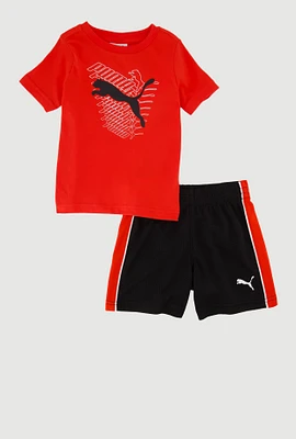 Baby Boys 12-24M Puma Short Sleeve T Shirt and Shorts 2 Piece Set, Red, Size 12M