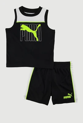 Baby Boys 12-24M Puma Tank Top and Shorts 2 Piece Set, Black, Size 18M