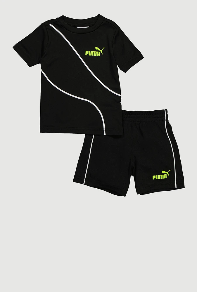 Baby Boys 12-24M Puma T Shirt and Jersey Mesh Shorts 2 Piece Set, Black,