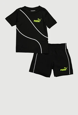 Baby Boys 12-24M Puma T Shirt and Jersey Mesh Shorts 2 Piece Set, Black,