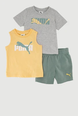 Baby Boys 12-24M Puma Graphic Tops and Sweatshorts 3 Piece Set, Multi, Size 24M