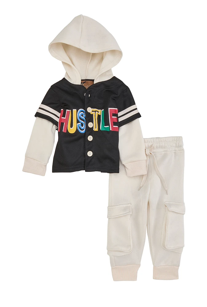 Baby Boys 0-9M Hustle Jersey Hoodie and Joggers, Multi, Size 12M