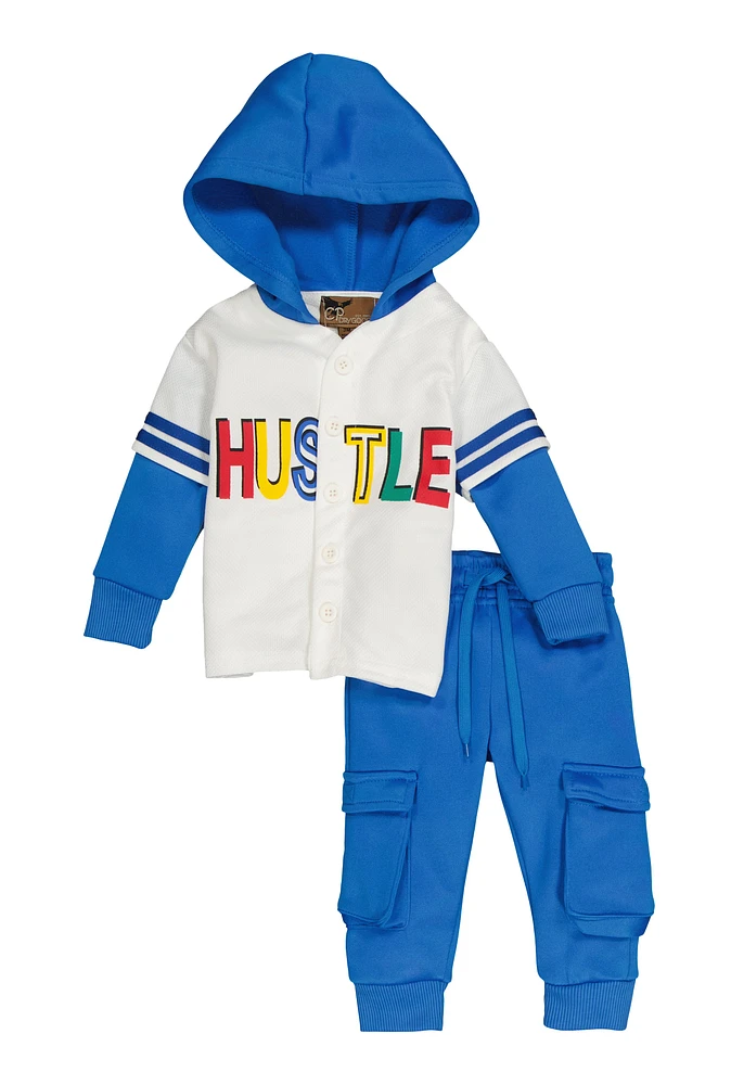 Baby Boys 0-9M Hustle Jersey Hoodie and Joggers, 6M