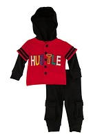 Baby Boys 0-9M Hustle Jersey Hoodie and Joggers, Red, Size 12M