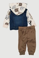 Baby Boys 0-9M Denim Hooded Jacket and Joggers, Multi, Size 6M