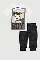 Baby Boys 0-9M Mamas Boy Bear Graphic Tee and Joggers, Multi, Size 3-6M