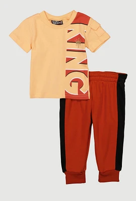 Baby Boys 0-9M King Graphic Tee and Joggers, Multi, Size 6-9M