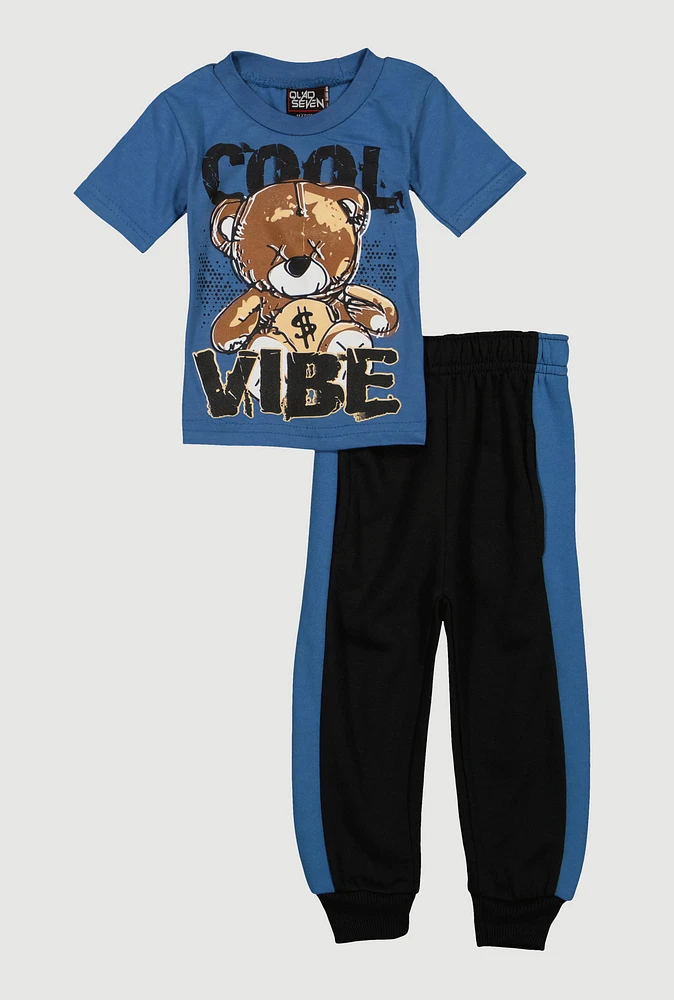 Baby Boys 0-9M Cool Vibe Graphic Tee and Joggers, Blue, Size 6-9M