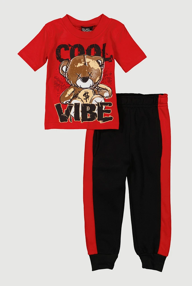 Baby Boys 0-9M Cool Vibe Graphic Tee and Joggers, Red, Size 6-9M