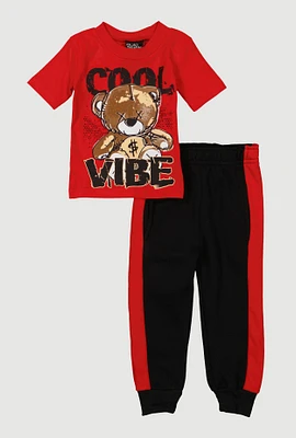 Baby Boys 0-9M Cool Vibe Graphic Tee and Joggers, Red, Size 6-9M