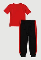 Baby Boys 0-9M Cool Vibe Graphic Tee and Joggers, Red, Size 6-9M