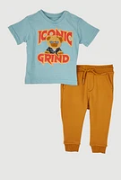 Baby Boys 0-9M Iconic Grind Bear Tee and Joggers, Multi, Size 6-9M