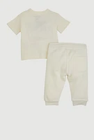 Baby Boys 0-9M Brave Youth Graphic Tee and Joggers, White, Size 3-6M