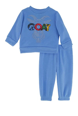 Baby Boys 0-9M Goat Graphic Sweatshirt and Sweatpants, 3-6M