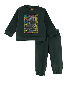 Baby Boys 0-9M Printed Graphic Sweatshirt and Sweatpants,