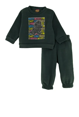 Baby Boys 0-9M Printed Graphic Sweatshirt and Sweatpants, Green, Size 3-6M