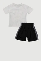 Baby Boys 0-9M All Season Champs Tee and Shorts, White, Size 6-9M