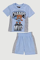 Baby Boys 0-9M All Season Champs Tee and Shorts, Blue, Size 6-9M