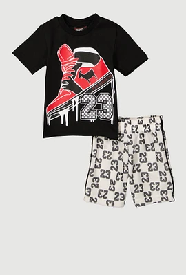 Baby Boys 0-9M 23 Sneaker Graphic Tee and Shorts, Black,