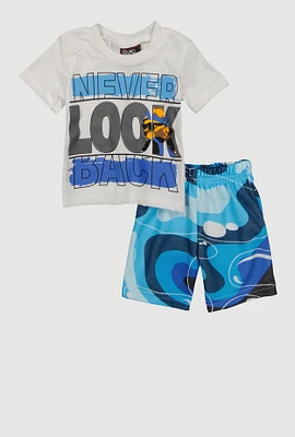 Baby Boys - Never Look Back Graphic Tee and Shorts, Blue