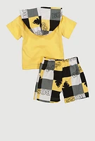 Baby Boys 0-9M Boss Mode Hooded Top and Shorts, Yellow, Size 3-6M