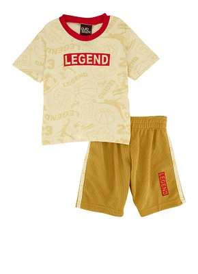 Baby Boys 0-9M Legend Graphic Tee and Shorts, Beige, Size 3-6M