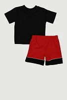 Baby Boys 0-9M Always Fly Graphic Tee and Shorts, Black, Size 3-6M