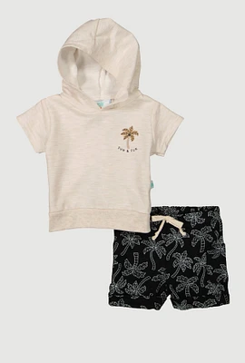 Baby Boys 0-9M Sun and Fun Hooded Top Shorts, Multi,