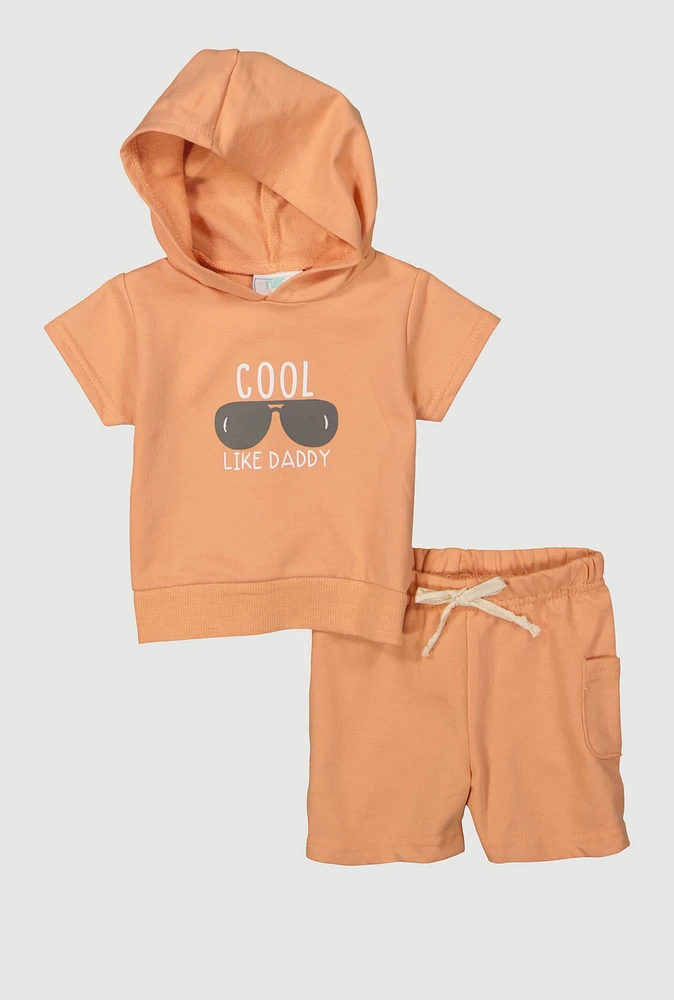 Baby Boys 0-9M Cool Like Daddy Hooded Top and Shorts, Orange,