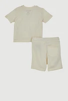 Baby Boys Graphic T-Shirt and Drawstring Waist Sweatshorts, White, Size 9-12M