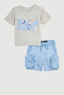 Baby Boys 0-9M Our Dreams Carry Graphic Tee and Cargo Shorts, Blue, Size 9-12M