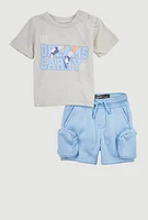 Baby Boys 0-9M Our Dreams Carry Graphic Tee and Cargo Shorts, Blue, Size 9-12M