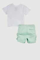 Baby Boys 0-9M Ombre Bear Graphic Tee and Cargo Shorts, Green, Size 9-12M