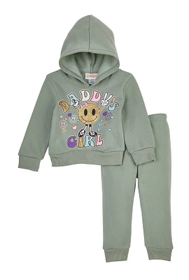 Baby Girls 12-24M Daddys Girl Hoodie and Joggers, Green,