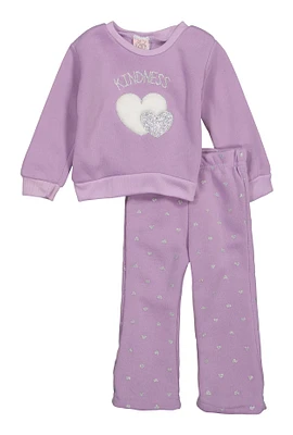 Baby Girls 12-24M Kindness Heart Graphic Sweatshirt and Sweatpants, Purple, Size 12M