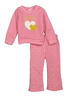 Baby Girls 12-24M Kindness Heart Graphic Sweatshirt and Sweatpants, Pink, Size 18M