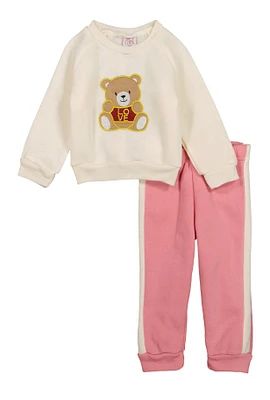 Baby Girls 12-24M Love Bear Sweatshirt and Sweatpants, Pink, Size 24M