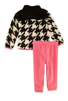Baby Girls 12-24M Houndstooth Sherpa Jacket and Joggers, Pink, Size 12M