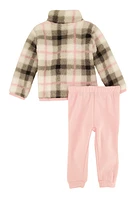 Baby Girls 12-24M Plaid Sherpa Jacket and Joggers, Pink, Size 12M