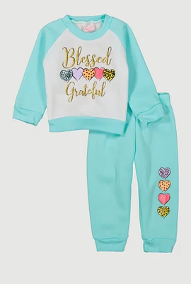 Baby Girls 12-24M Glitter Blessed Graphic Sweatshirt and Joggers,