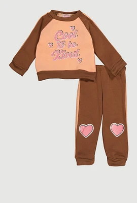 Baby Girls 12-24M Cool To Be Kind Graphic Sweatshirt and Sweatpants,