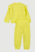 Baby Girls 12-24M Team Cute Glitter Graphic Sweatshirt and Joggers, Yellow, Size 12M