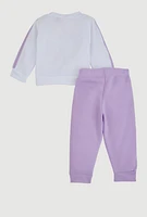 Baby Girls 12-24M Unique Glitter Graphic Sweatshirt and Joggers, Purple,