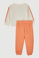 Baby Girls 12-24M Unique Glitter Graphic Sweatshirt and Joggers, Orange, Size 18M