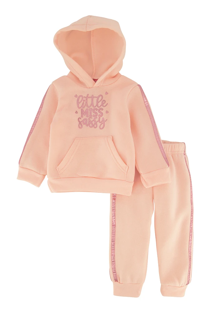 Baby Girls 12-24M Little Miss Sassy Hoodie and Joggers, Pink,